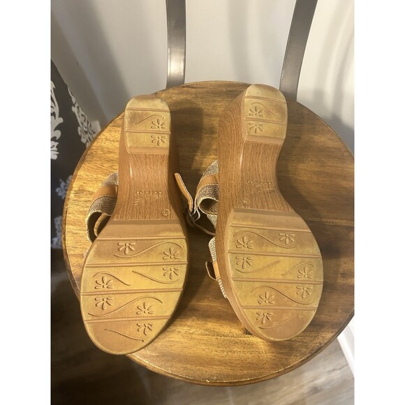 Dansko Women's Size 40 (9-9.5) Jessie Sand Lizard Brown Leather Chunky Sandals - Picture 6 of 6